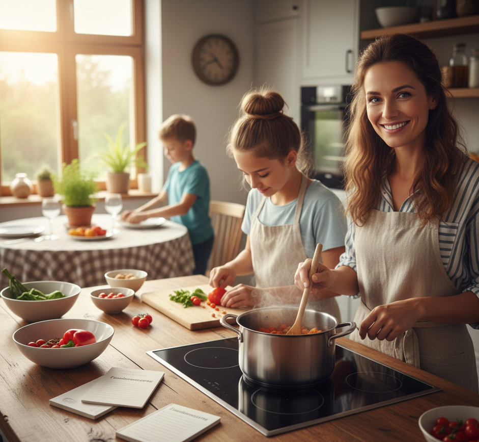 Teenager und Mutter kochen zusammen Montessori für Teenager